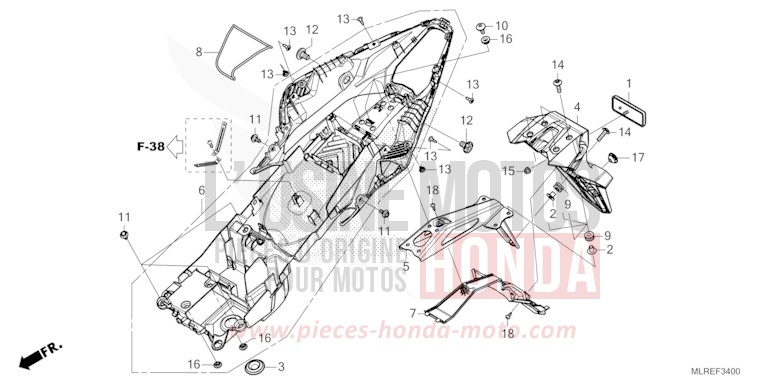 REAR FENDER for Hornet 500 PEARL HIMALAYAS WHITE (NHA87) from 2024